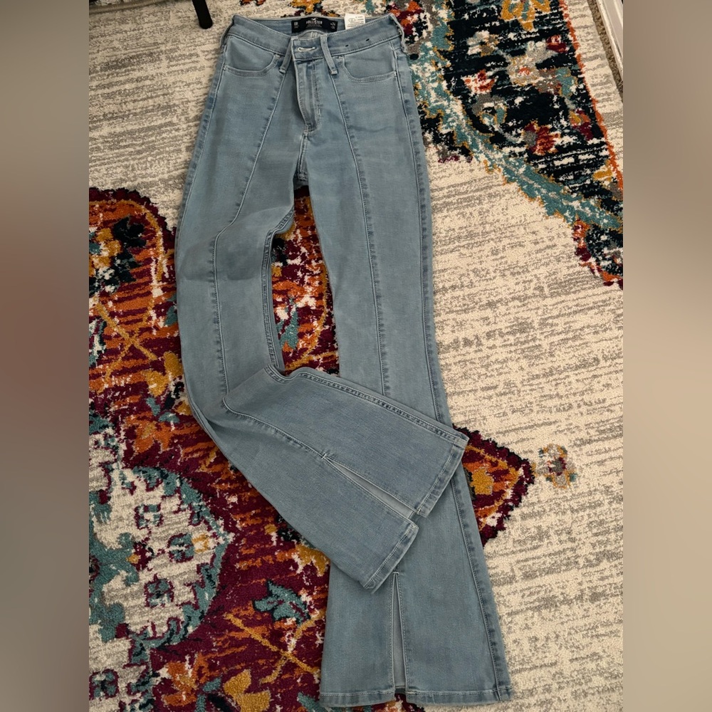 Hollister Light Blue Flare Jeans - High Rise Wide Leg